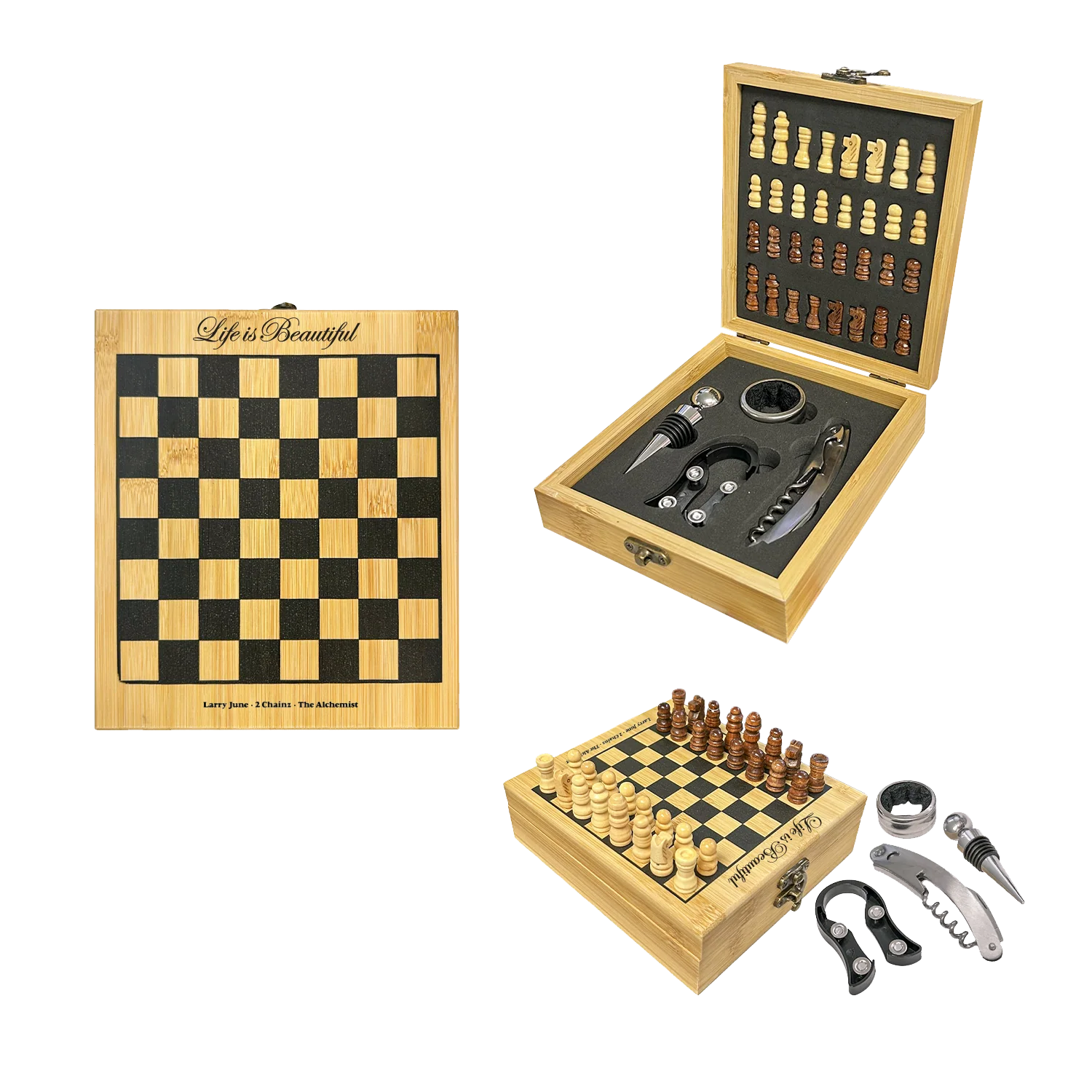 Life is Beautiful Chess & Wine Set
