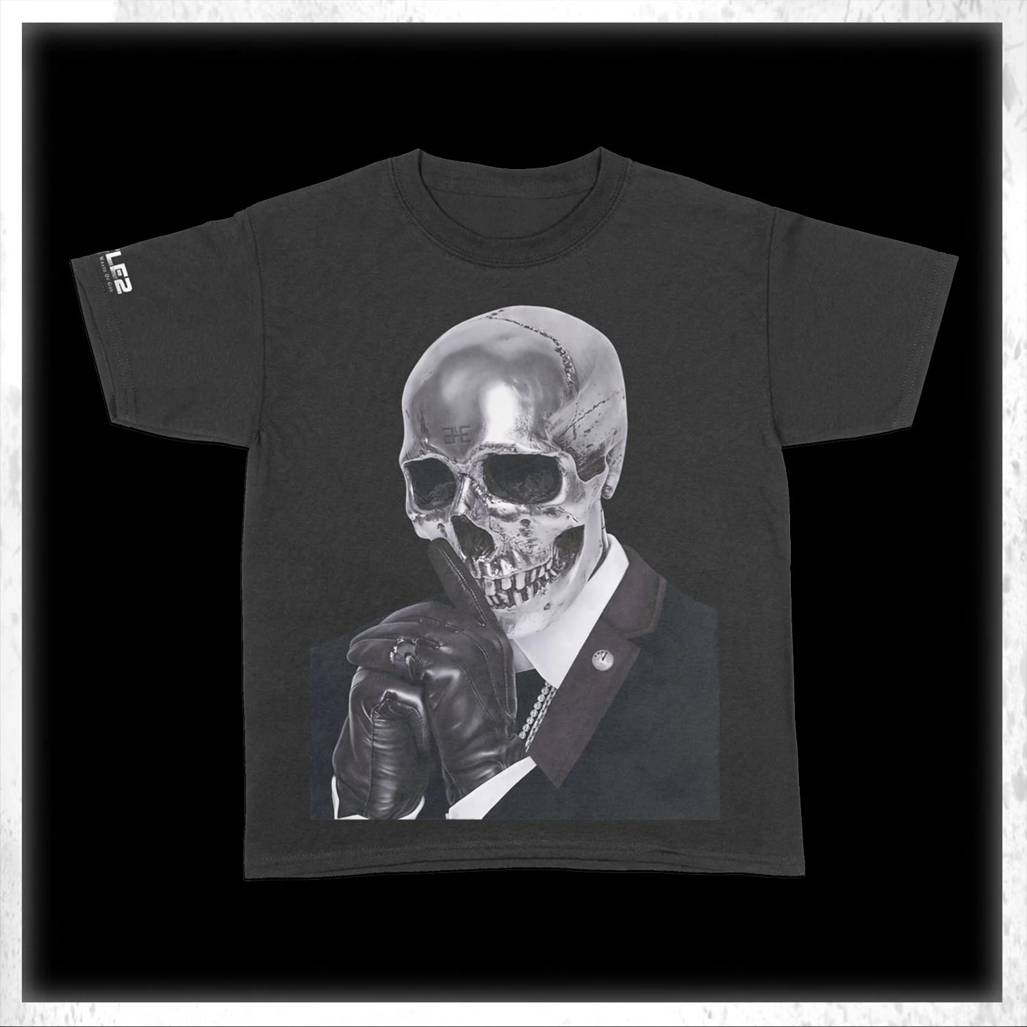 Silver Skull - Black T-Shirt - Image 2