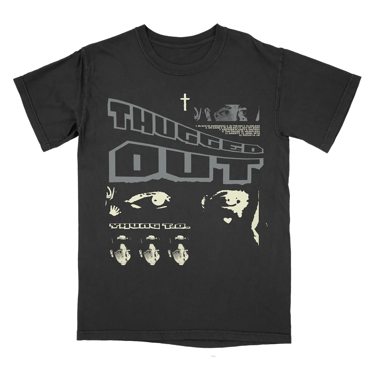 Yhung T.O. - Thugged Out Cross Black T-Shirt